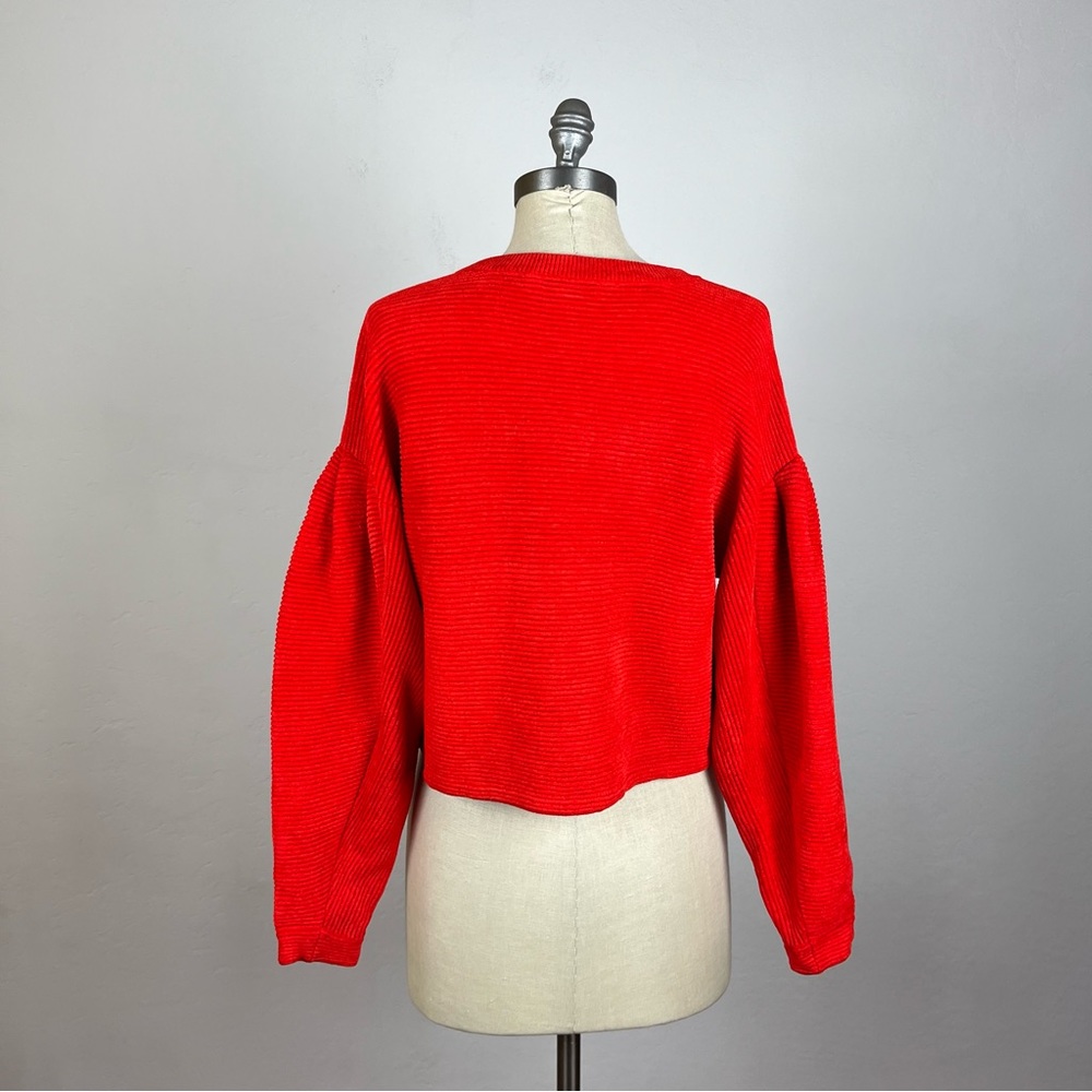 INTERMIX Red Ribbed Crewneck Sweater - Picture 6 of 8